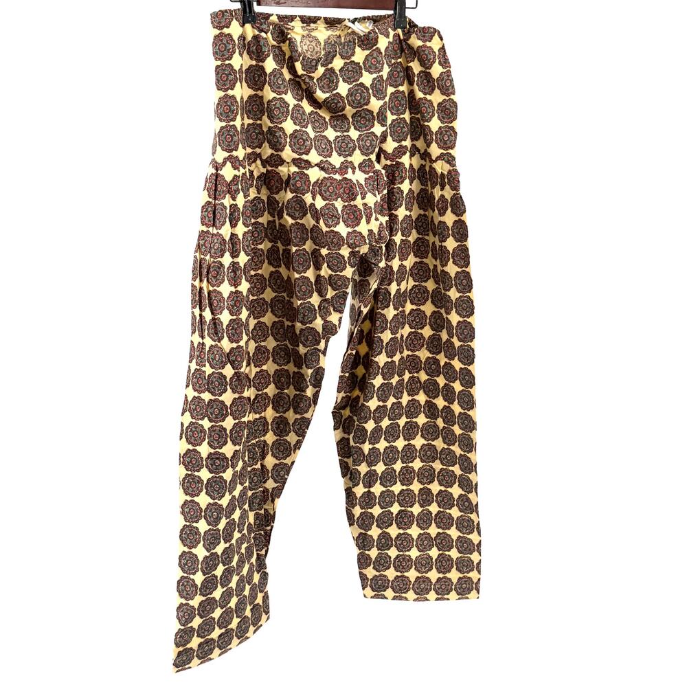Tan Teal 100% Cotton Medallion Print Drawstring Boho Harem Pants